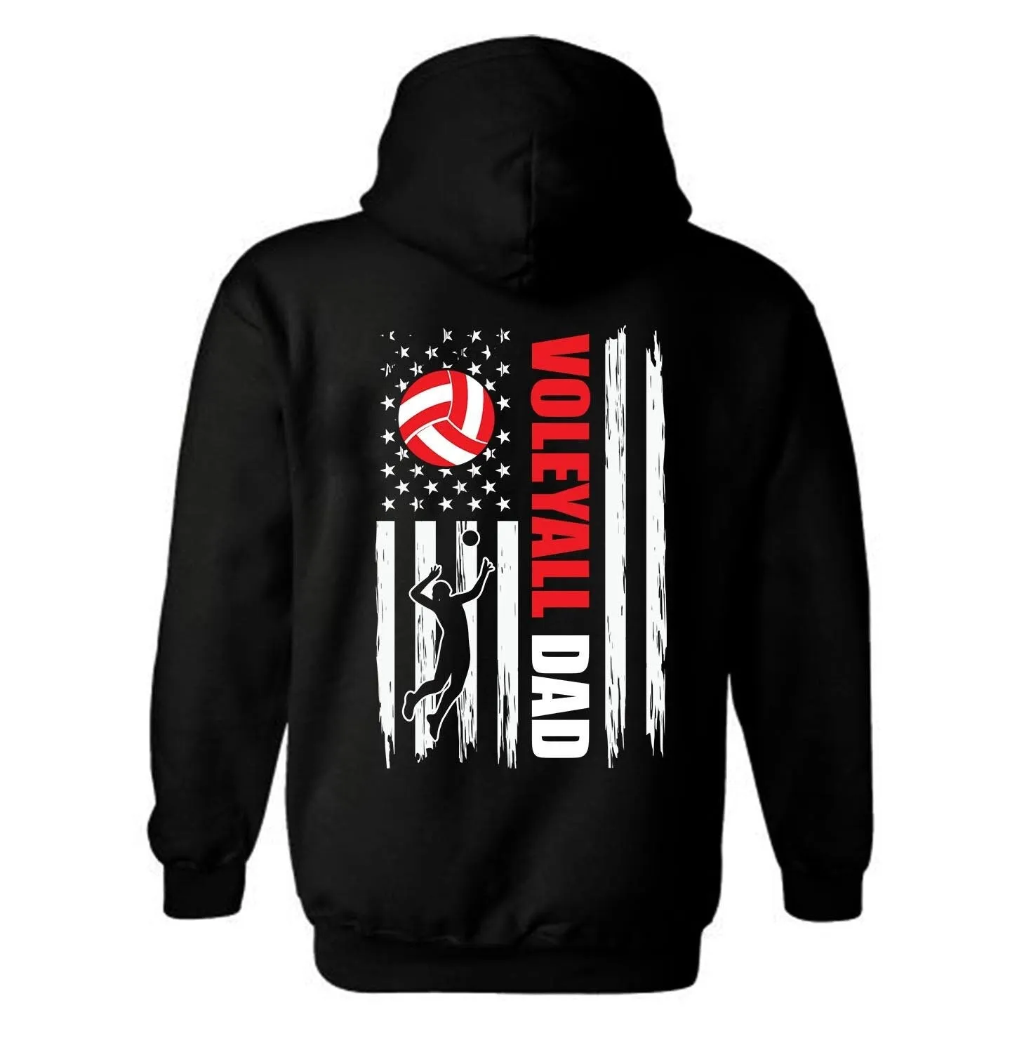 American Flag Volleyball Dad Hoodie | Volleyball Dad | Patriotic | American Flag | Unisex Hoodie