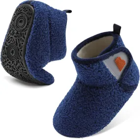 BARERUN Toddler Slippers Girls Boys House Shoes Baby Winter Booties Plush Cozy Kids House Slipper Warm Lightweight Infant Walking Shoes Socks