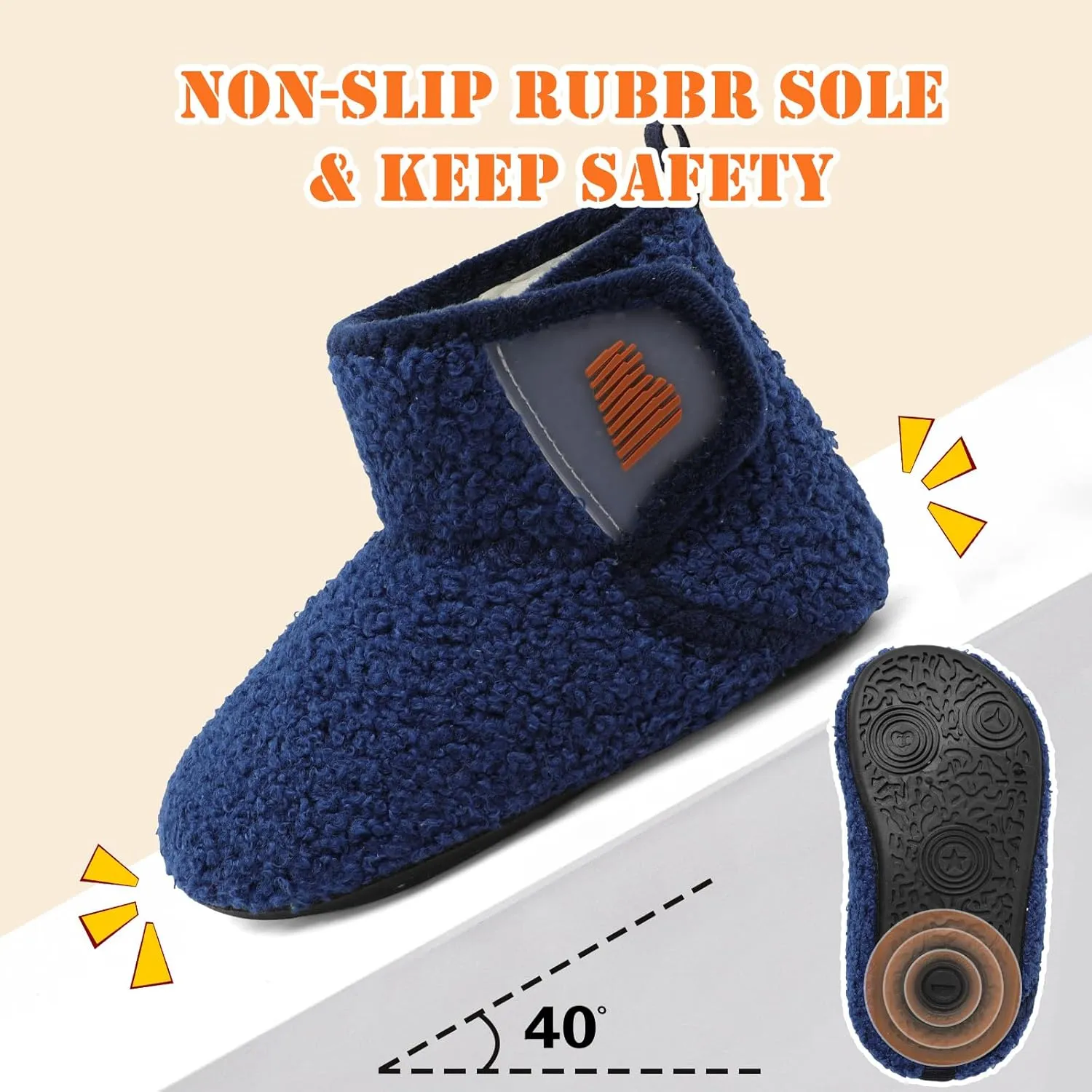 BARERUN Toddler Slippers Girls Boys House Shoes Baby Winter Booties Plush Cozy Kids House Slipper Warm Lightweight Infant Walking Shoes Socks