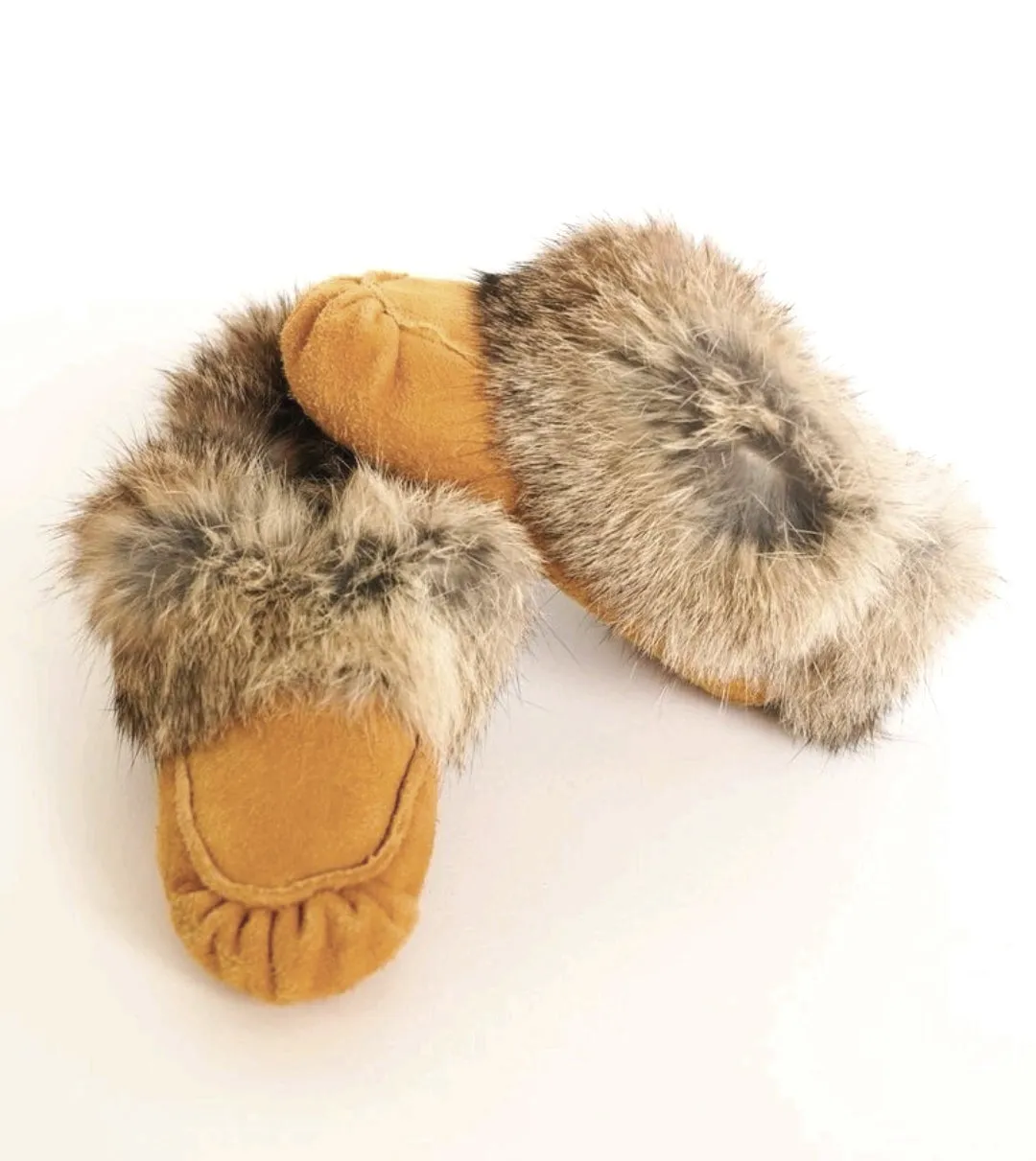 GIRL SIZE 6 TODDLER - Soft Suede, Warm Leather Moccasins, Tan EUC B2