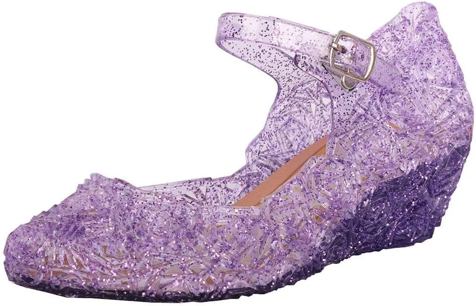 Girls Jelly Sandals Cosplay Dress Up Mary Jane Flats Heels Dance Party Birthday Single Shoes for Girls School Shoes