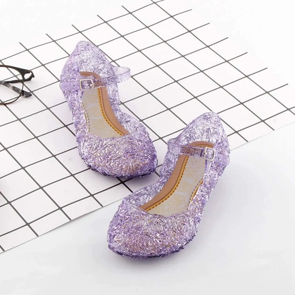 Girls Jelly Sandals Cosplay Dress Up Mary Jane Flats Heels Dance Party Birthday Single Shoes for Girls School Shoes