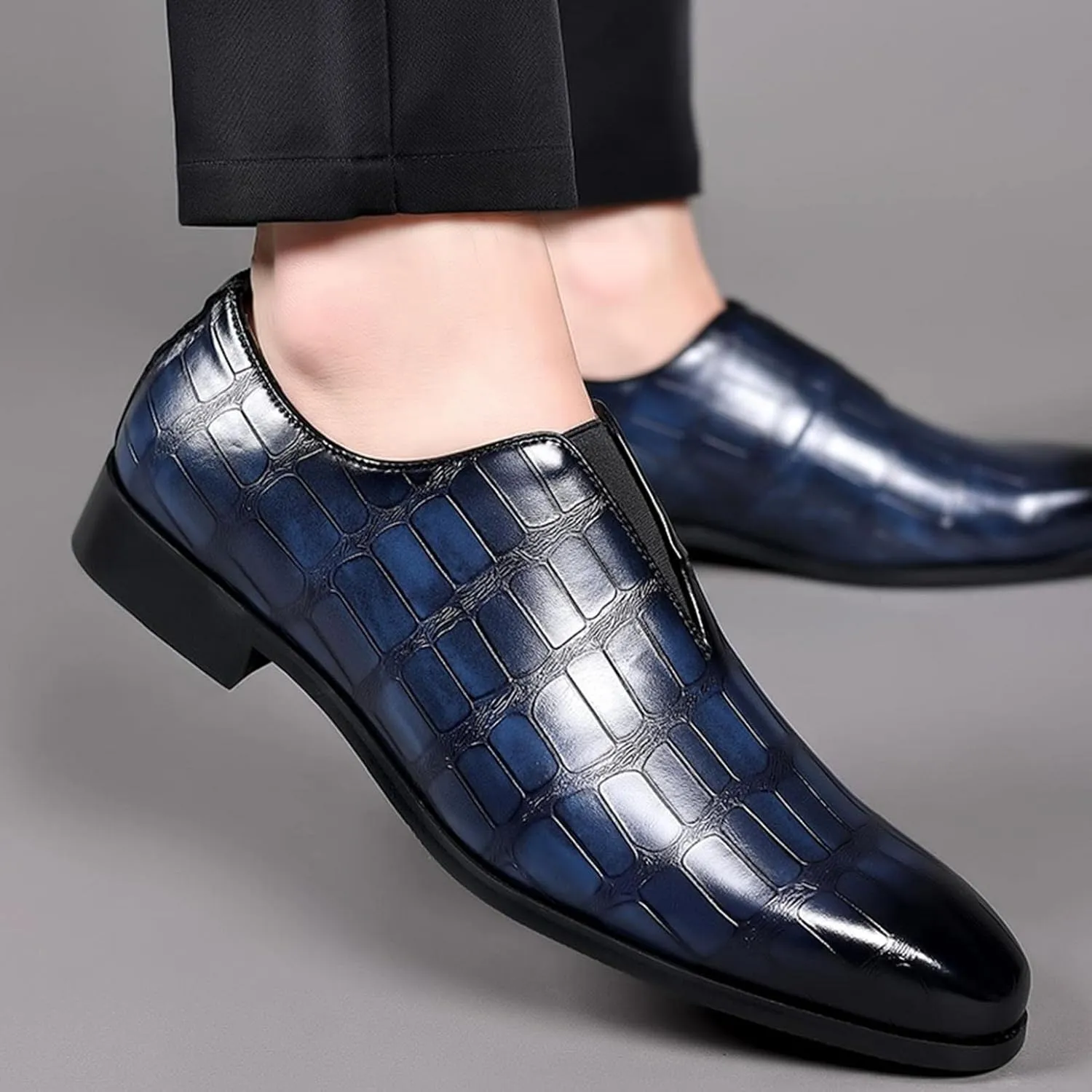 Hbeylia Men's Dress Shoes Classic Oxfords Fashion Leather Slip On Low Top Pointed Toe Formal Business Shoes Oxford Dress Shoes Tuxedo Wingtip Modern Derby Shoes For Men Business Office Work Wedding