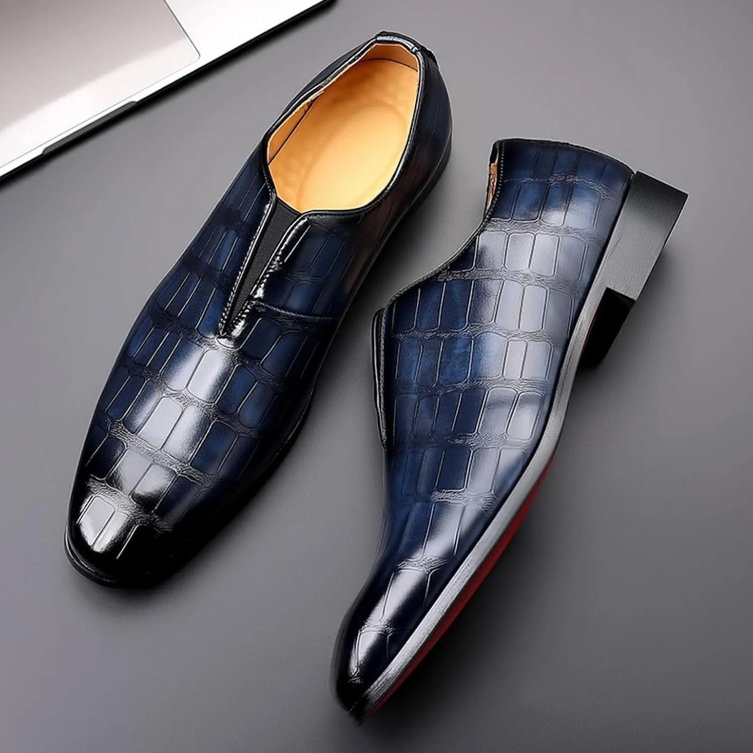 Hbeylia Men's Dress Shoes Classic Oxfords Fashion Leather Slip On Low Top Pointed Toe Formal Business Shoes Oxford Dress Shoes Tuxedo Wingtip Modern Derby Shoes For Men Business Office Work Wedding