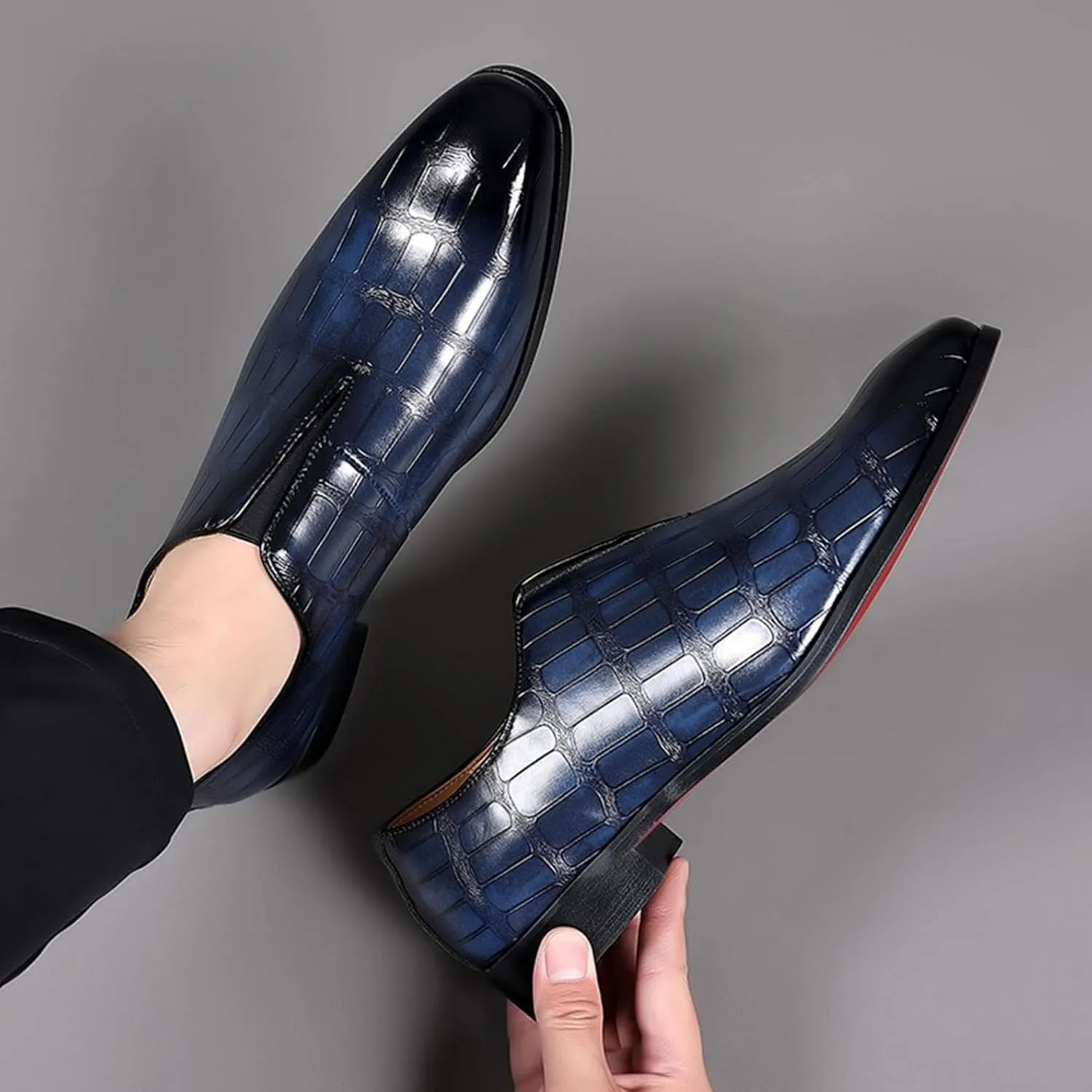 Hbeylia Men's Dress Shoes Classic Oxfords Fashion Leather Slip On Low Top Pointed Toe Formal Business Shoes Oxford Dress Shoes Tuxedo Wingtip Modern Derby Shoes For Men Business Office Work Wedding
