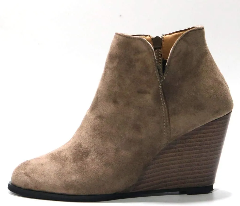 Hbeylia Platform Boots For Women Fashion Suede Wedge Chunky High Heel Ankle Booties Ladies Pump Dress Boots Short Boots Winter Shoes For Christmas Wedding Party