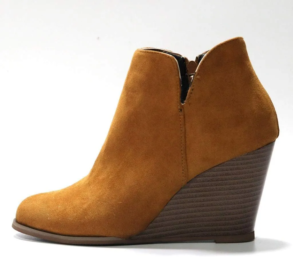 Hbeylia Platform Boots For Women Fashion Suede Wedge Chunky High Heel Ankle Booties Ladies Pump Dress Boots Short Boots Winter Shoes For Christmas Wedding Party