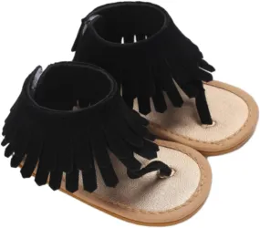 Infant Baby Sandals for Girls Summer Beach Flip-Flops Tassel Princess Flat Non Slip Newborn Toddler Tennis Shoes Girl