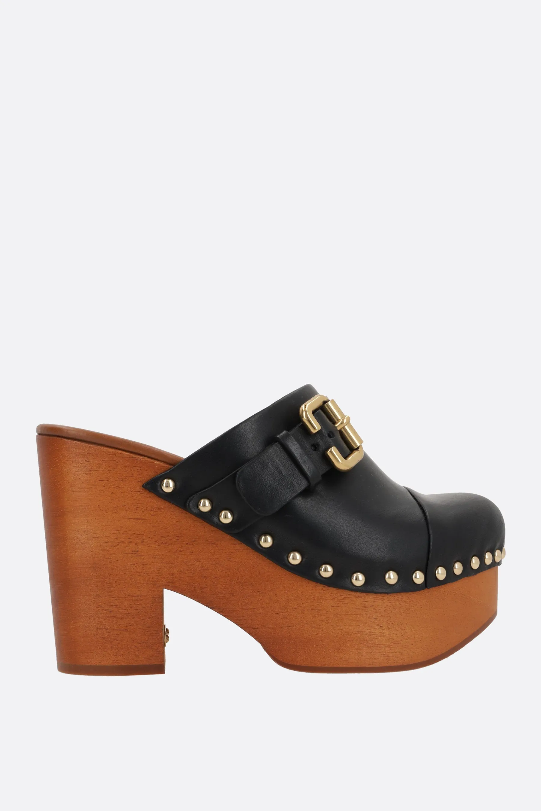 Jeanette smooth leather platform clogs