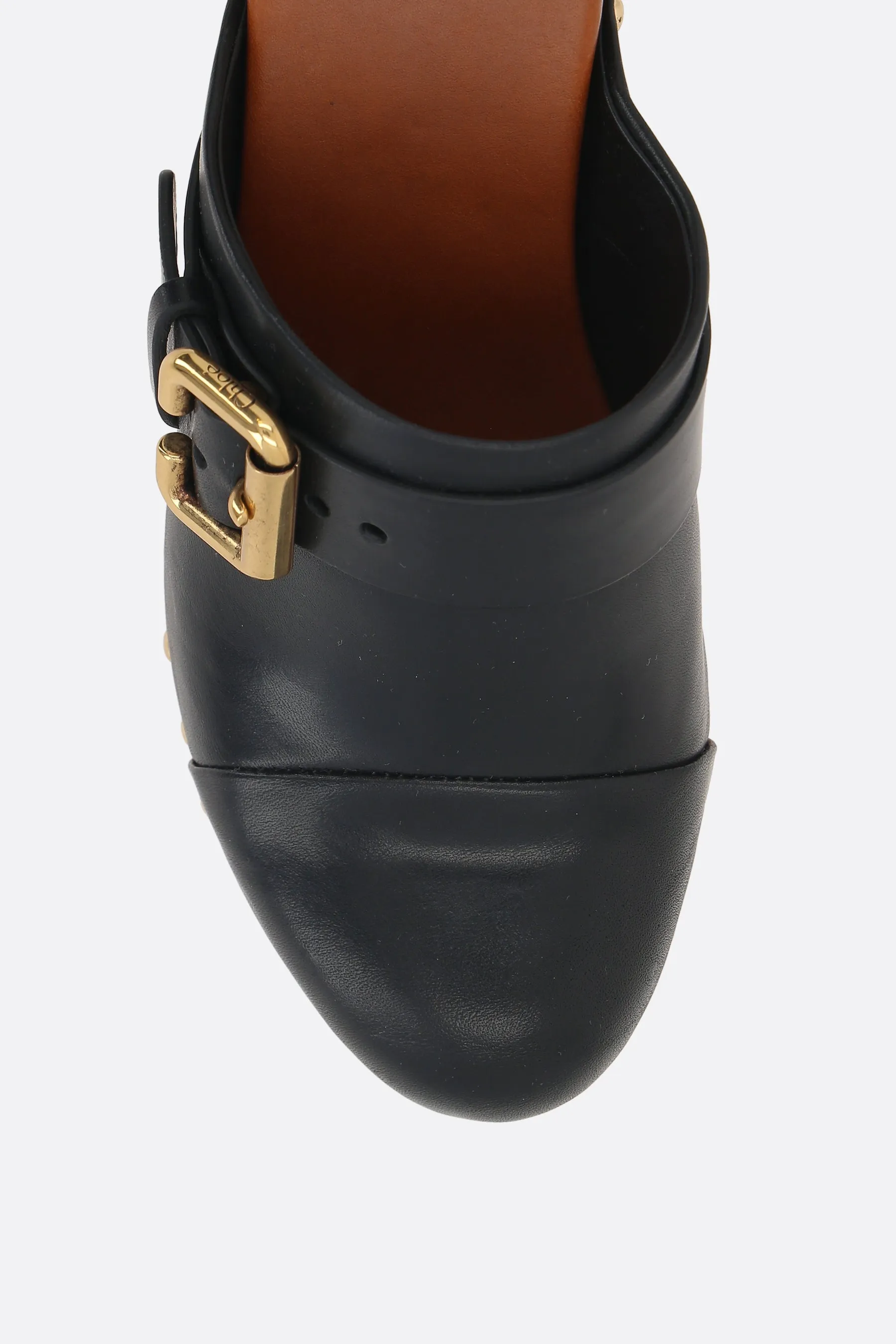 Jeanette smooth leather platform clogs