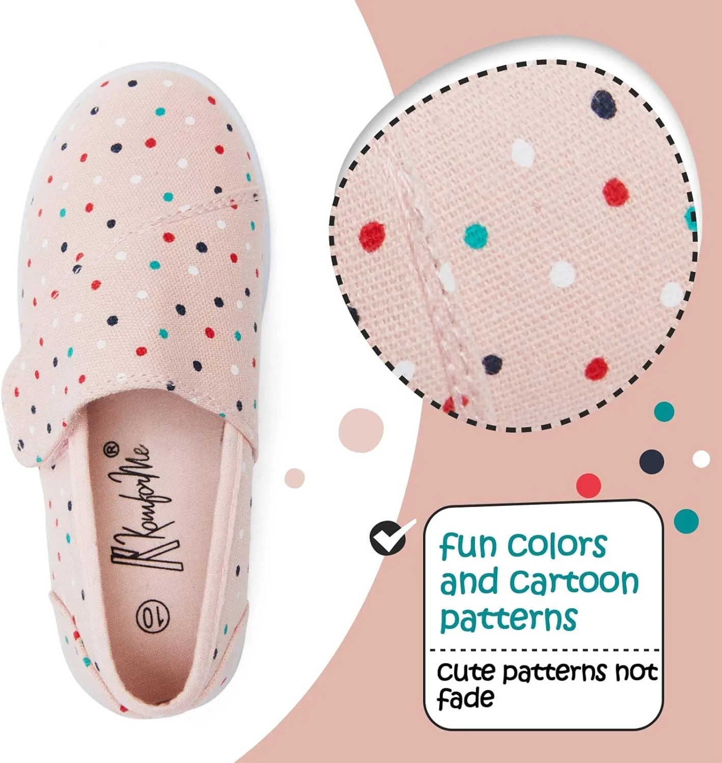 K KomForme Toddler Girls Sneakers Slip On Moccasins Casual Shoes for Toddler/Little Kid/Big Kid