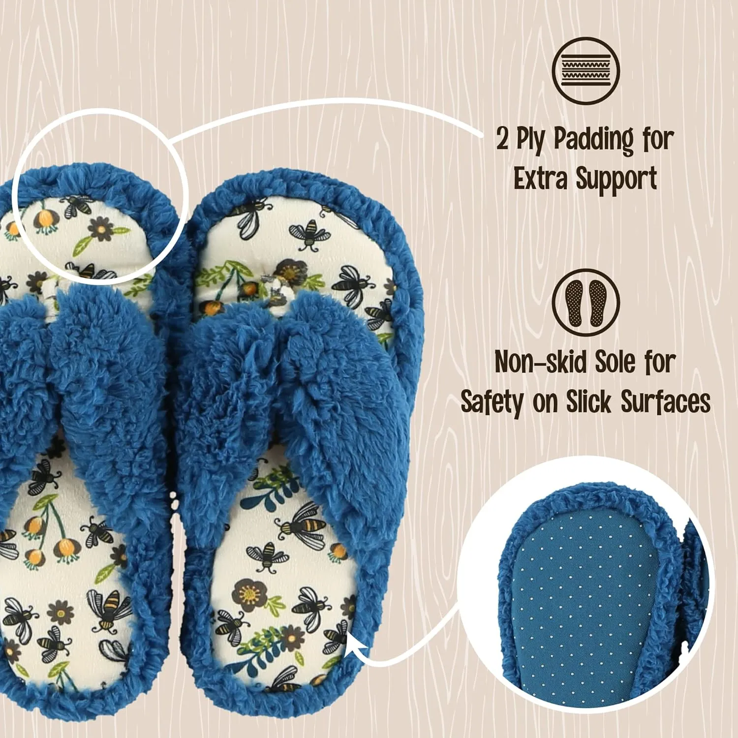 Lazy One Spa Flip-Flop Slippers for Women, Girls' Fuzzy House Slippers
