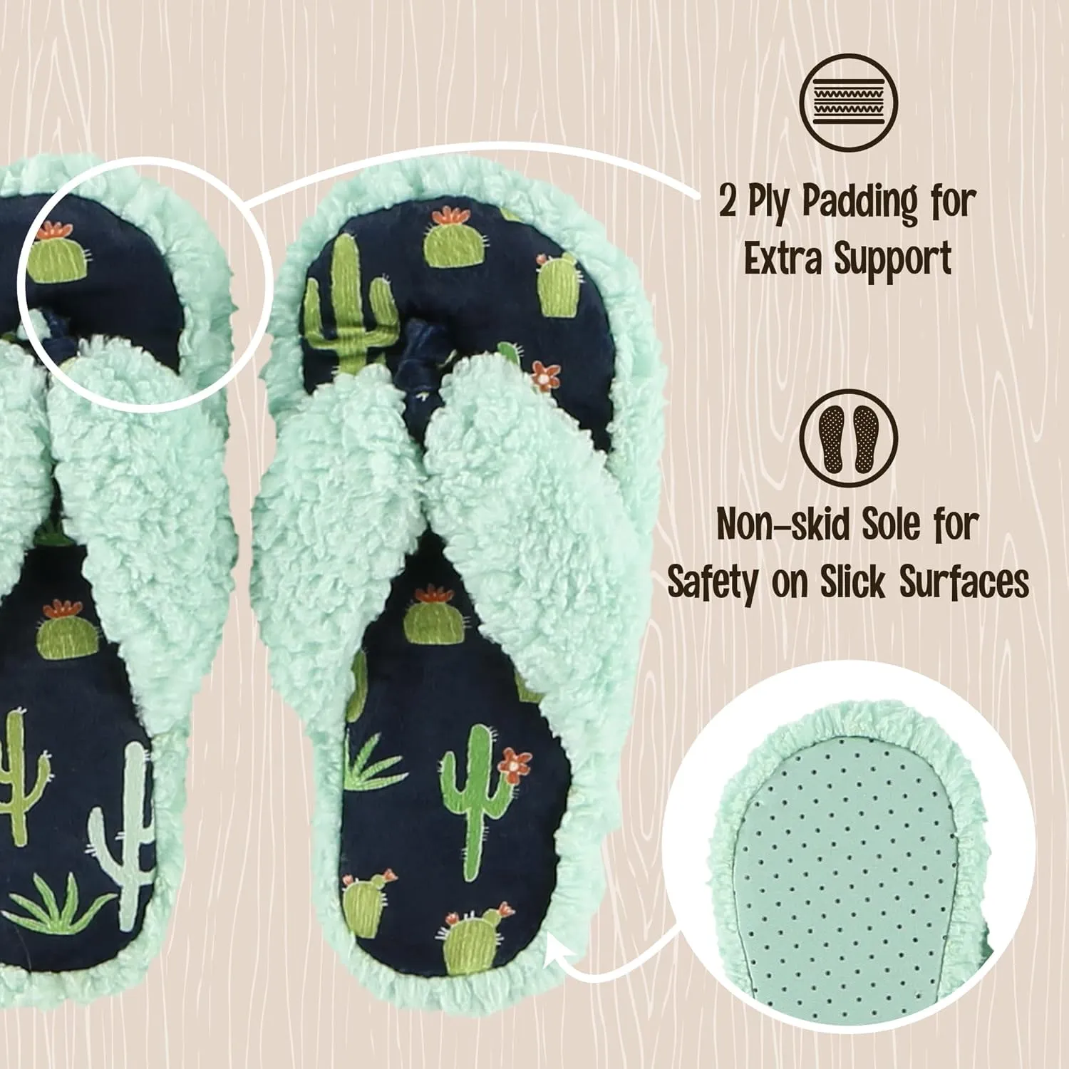 Lazy One Spa Flip-Flop Slippers for Women, Girls' Fuzzy House Slippers