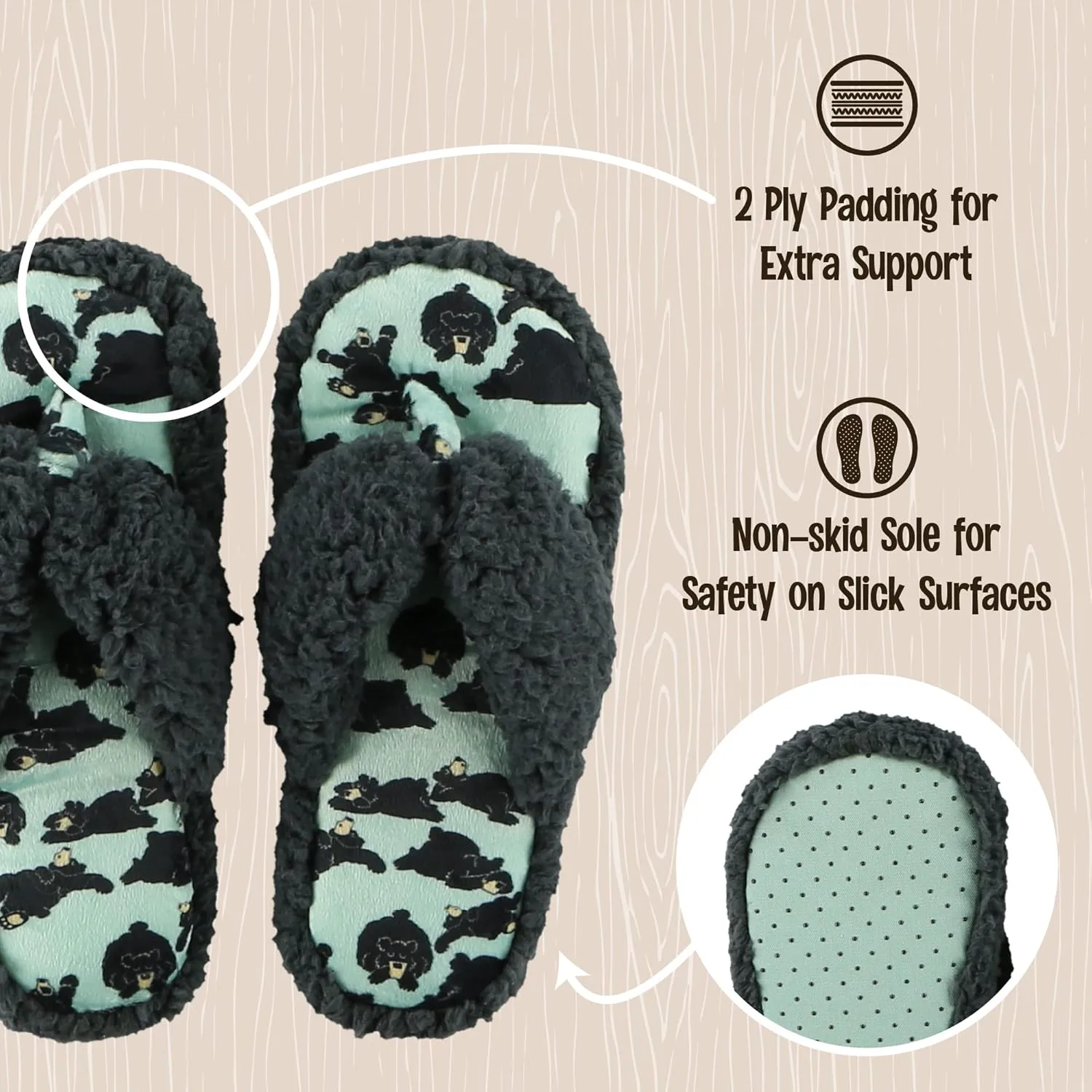 Lazy One Spa Flip-Flop Slippers for Women, Girls' Fuzzy House Slippers