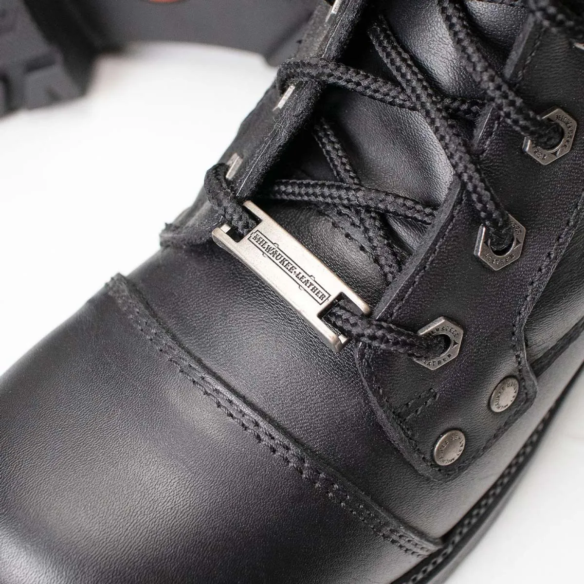 Milwaukee Leather MBL9328 Women's Black Premium Leather Lace-Up Motorcycle Riding Boots w/ Inside Zipper