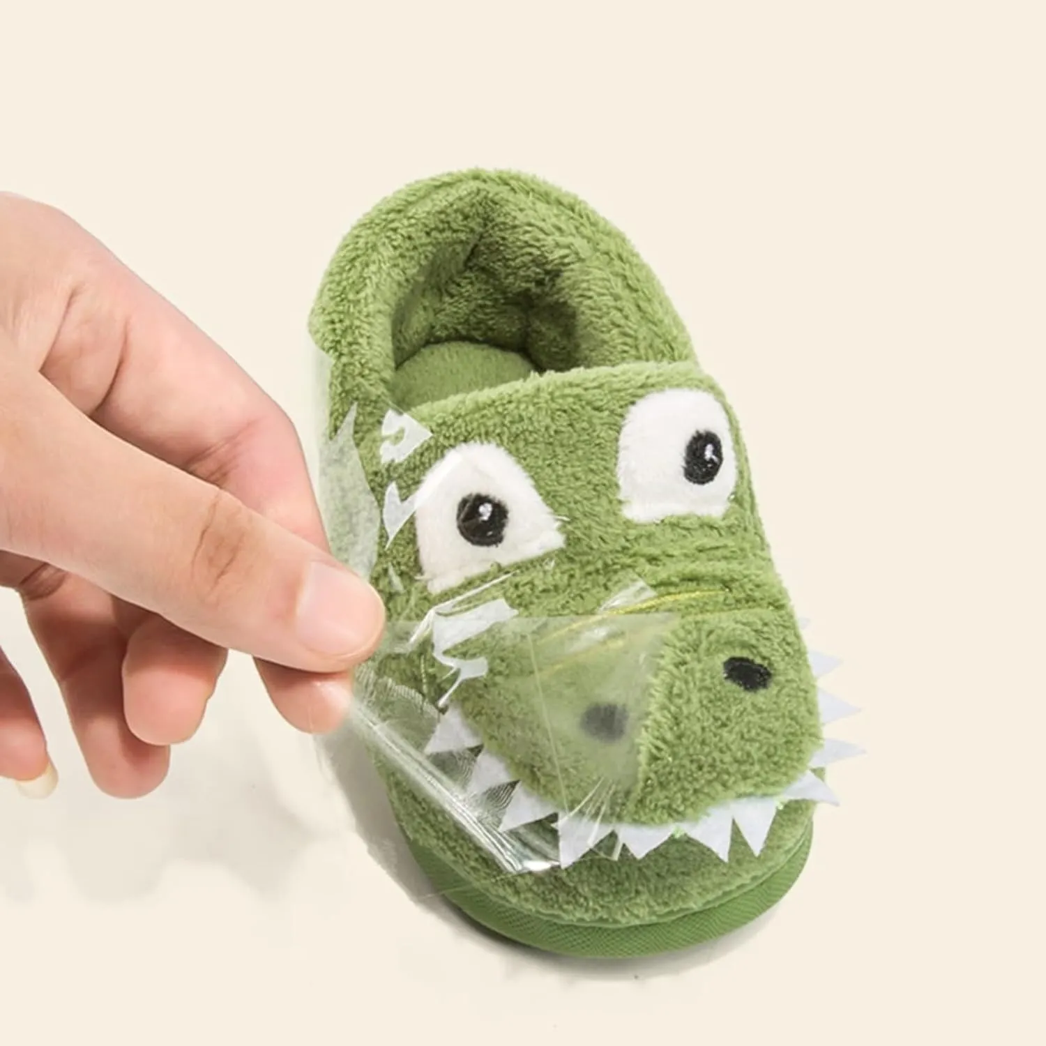 Newborn Baby Cozy Fleece Booties Super 𝐆rippers Winter Dinosaur Slippers Soft Sole Stay On Bedroom House Shoes
