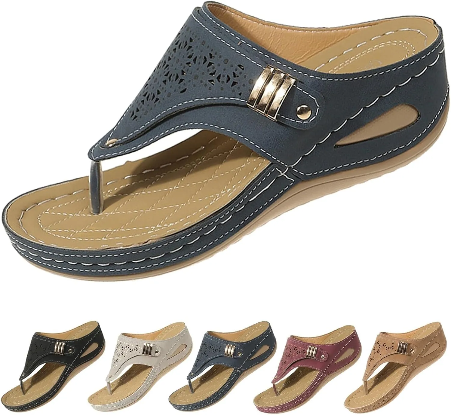 Orthopedic Sandals for Women Summer Dressy Comfortable Arch Support Wedge Open Toe Platform with Silppers on Beach Dress Shoes Vacation Slippers Casual 2025 Non Slip Flip Flops Flat