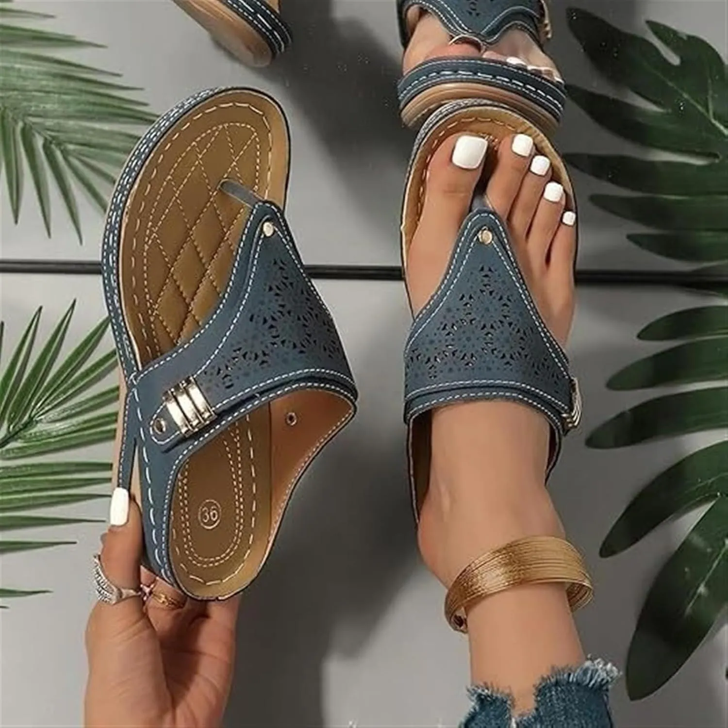 Orthopedic Sandals for Women Summer Dressy Comfortable Arch Support Wedge Open Toe Platform with Silppers on Beach Dress Shoes Vacation Slippers Casual 2025 Non Slip Flip Flops Flat