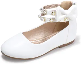PANDANINJIA Jessica Toddler Girls Dress Shoes Ankle Strap Ballet Flats Flower Girl Shoes for Wedding Party School