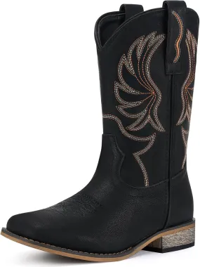 Rollda Kids Cowboy Boots for Boys Girls Western Square Toe Cowgirl Boots with Walking Heel (Toddler/Little Kid/Big Kid)