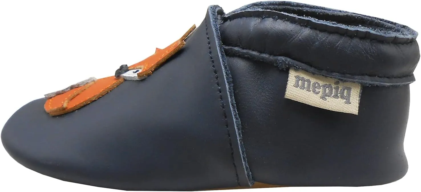 Soft Leather Slippers Baby Moccasins with Rubber Sole, Anti-Slip Infant Toddler First Walking Shoes for Boys Girls, 0-24 Months