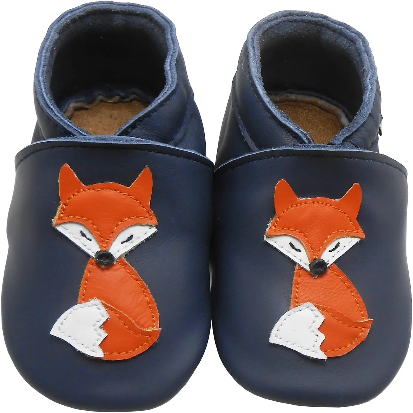 Soft Leather Slippers Baby Moccasins with Rubber Sole, Anti-Slip Infant Toddler First Walking Shoes for Boys Girls, 0-24 Months
