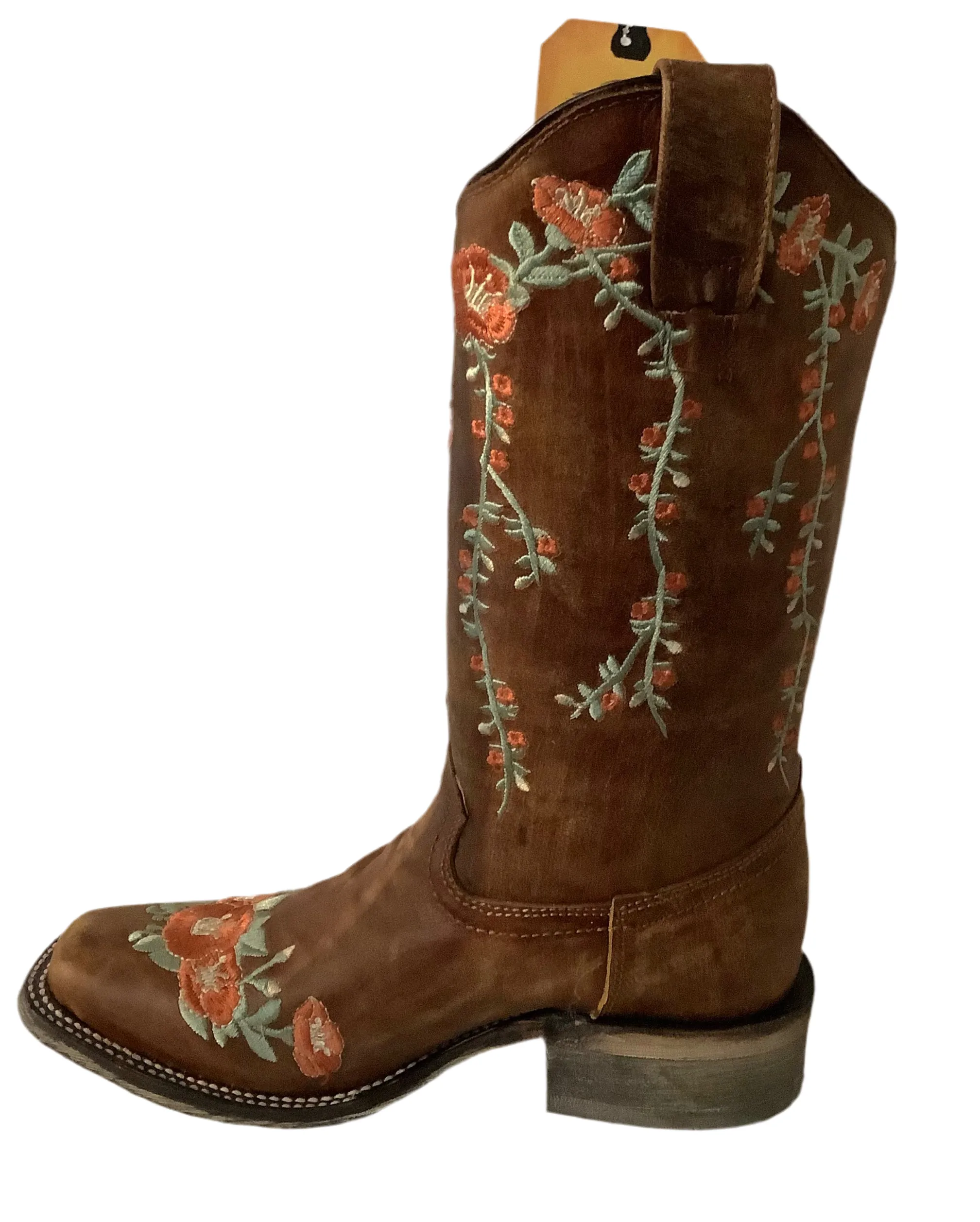 Tan Deer Skull Inlay cowboy boots