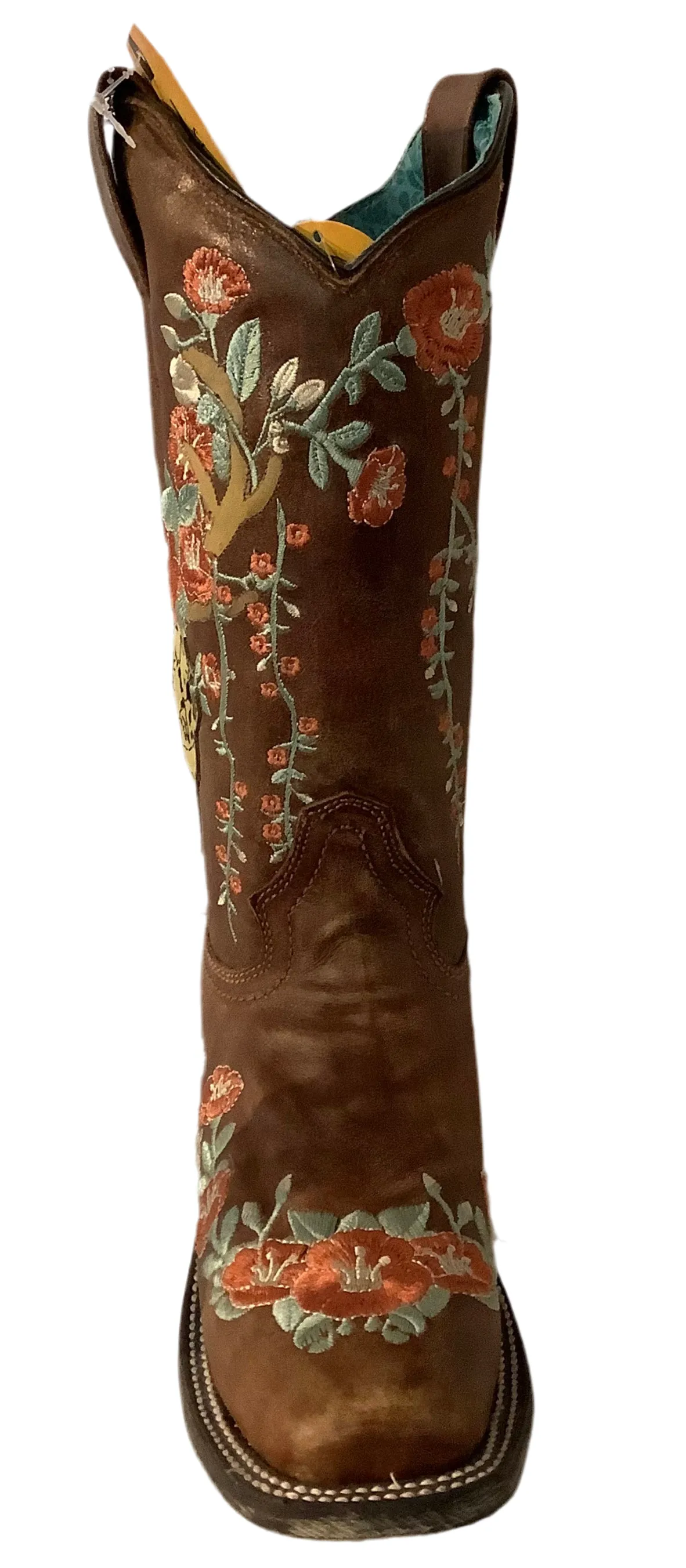 Tan Deer Skull Inlay cowboy boots
