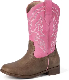 Toddler Girls Cowboy Boots - Cowgirl Western Boot for Kids Mid Calf Riding Shoes Little Kid/Big Kid