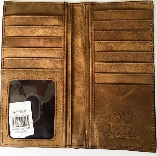Twisted-X Brown Rodeo Wallet with Gold Embroidered Logo