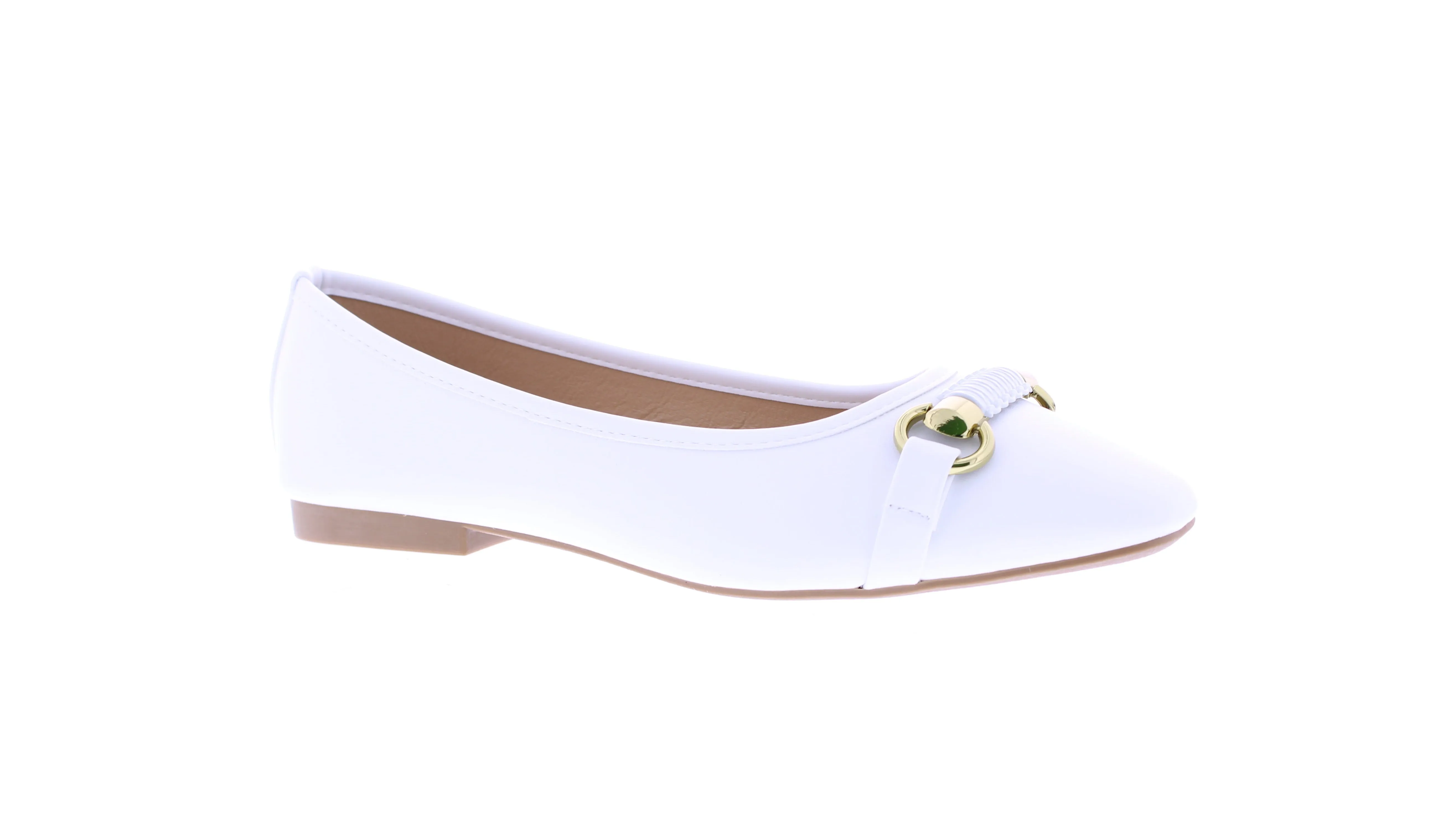 Women Faux Leather Ballerina with Gold Ornament