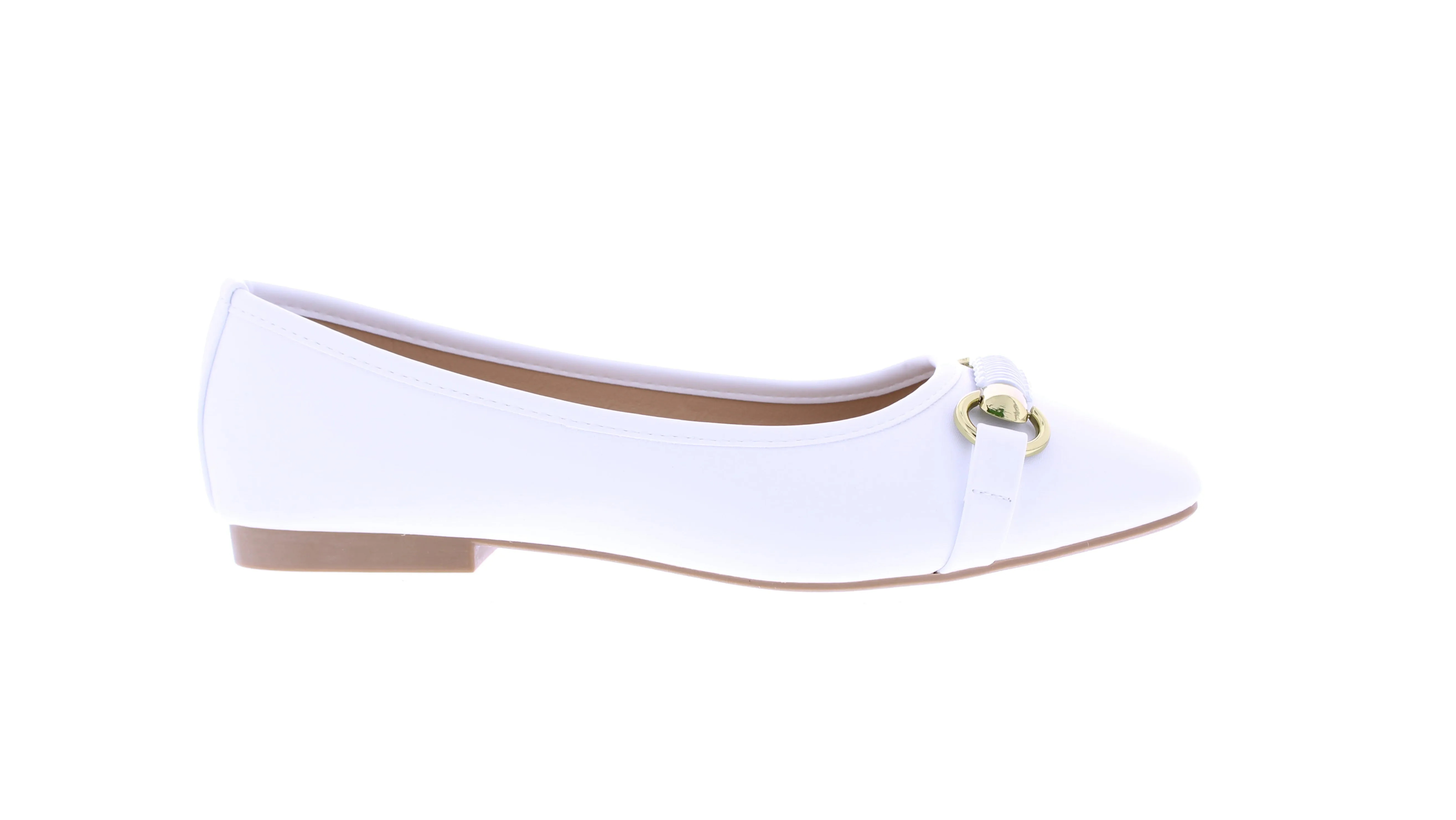 Women Faux Leather Ballerina with Gold Ornament