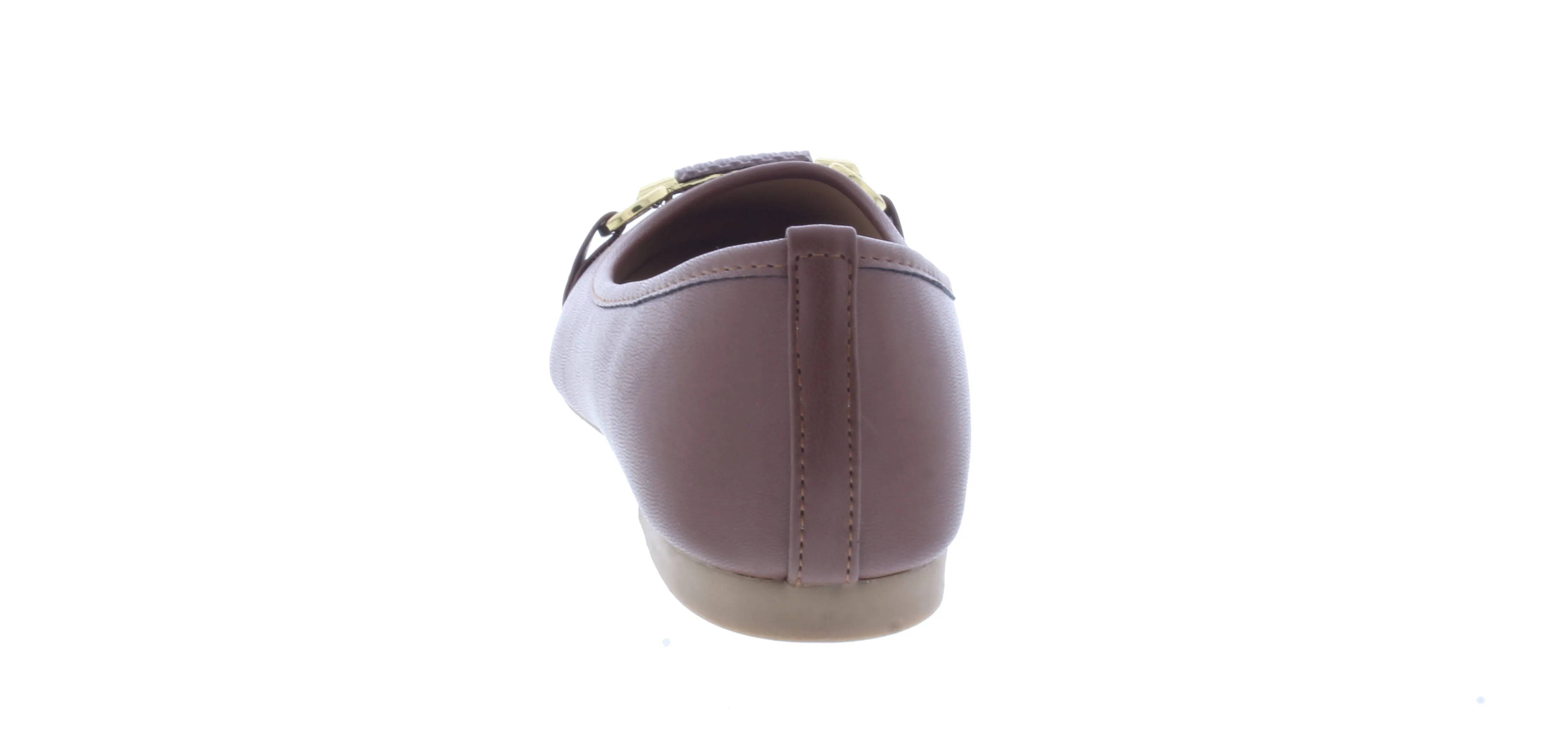 Women Faux Leather Ballerina with Gold Ornament