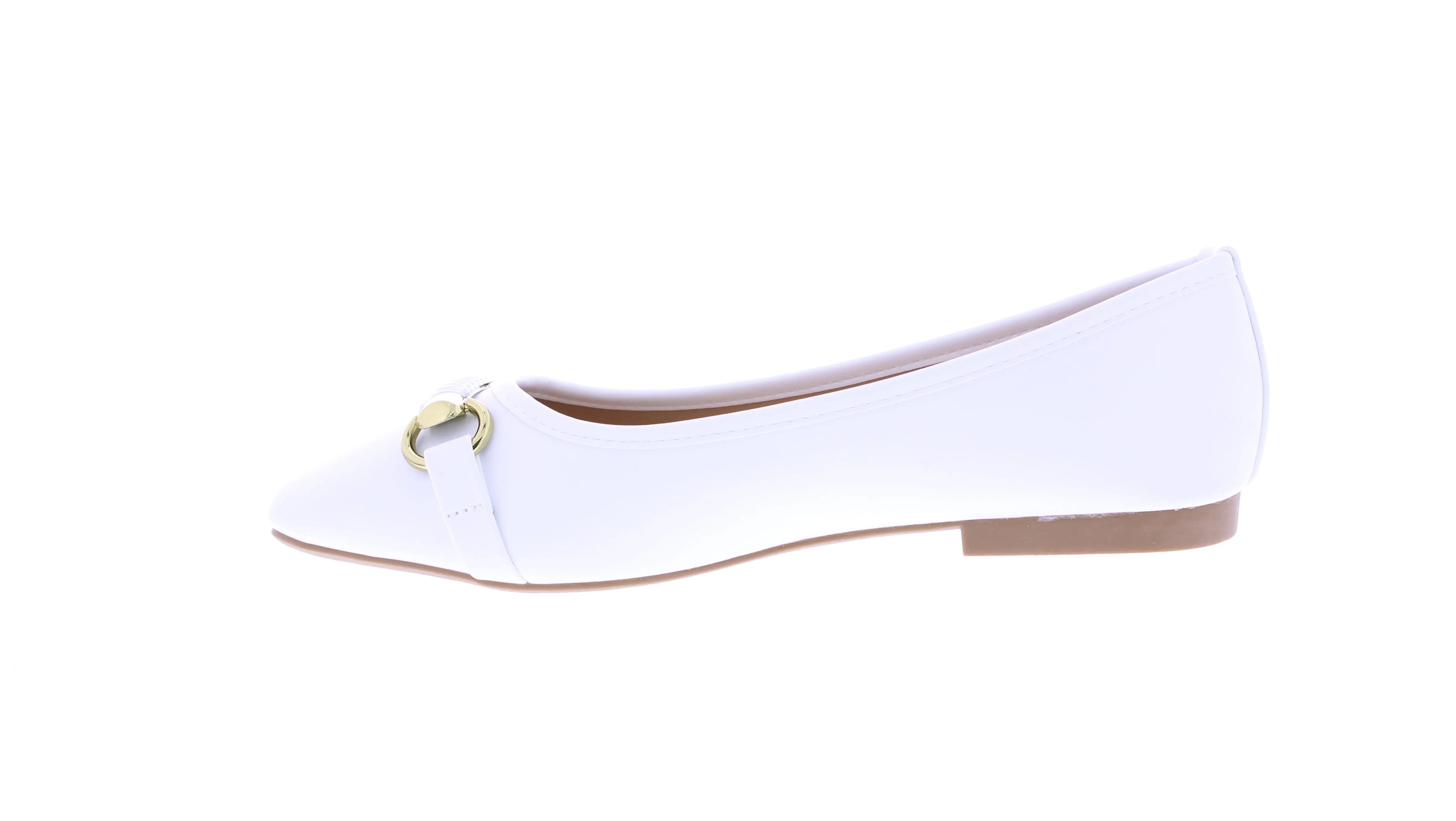 Women Faux Leather Ballerina with Gold Ornament