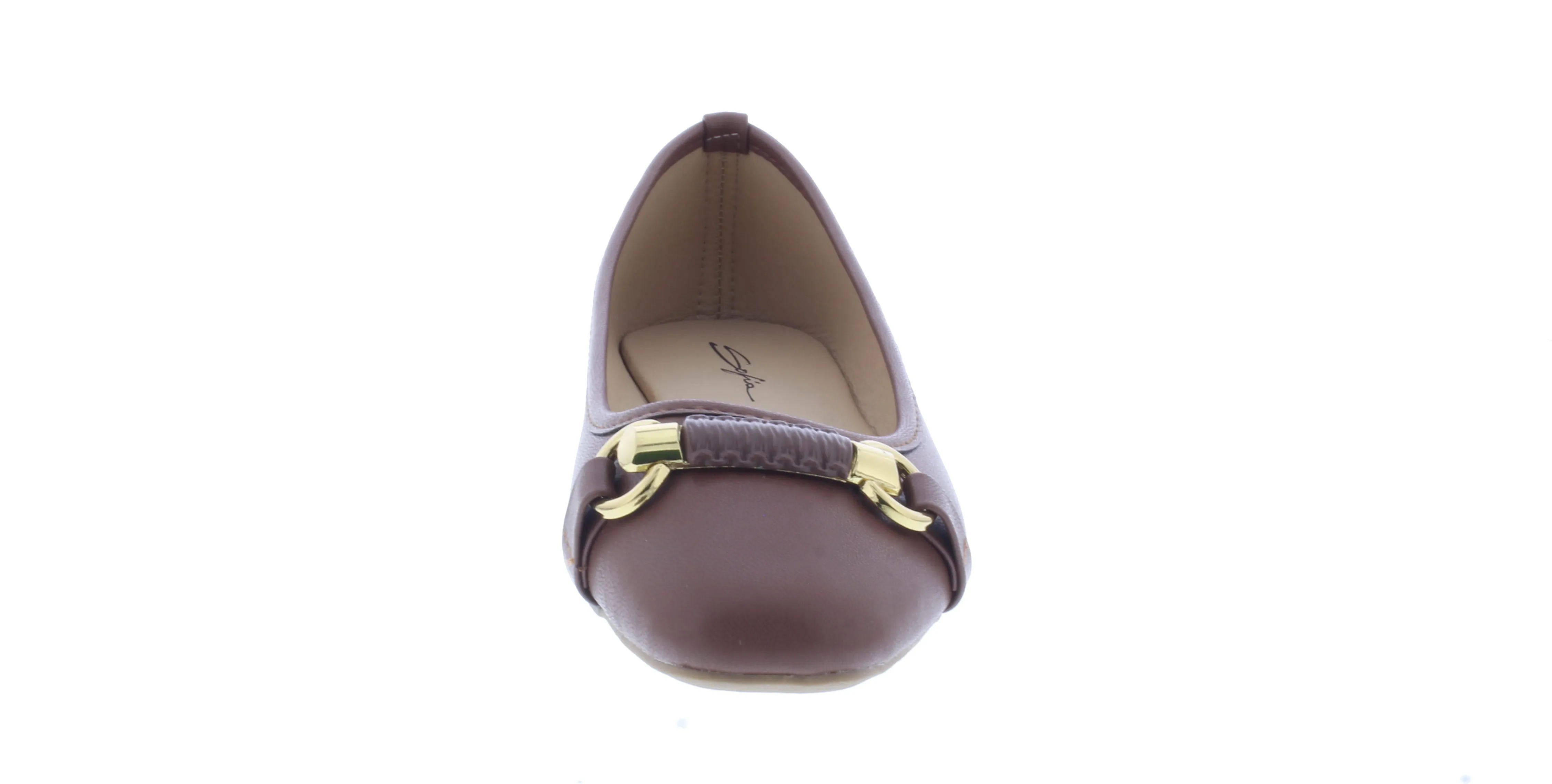 Women Faux Leather Ballerina with Gold Ornament