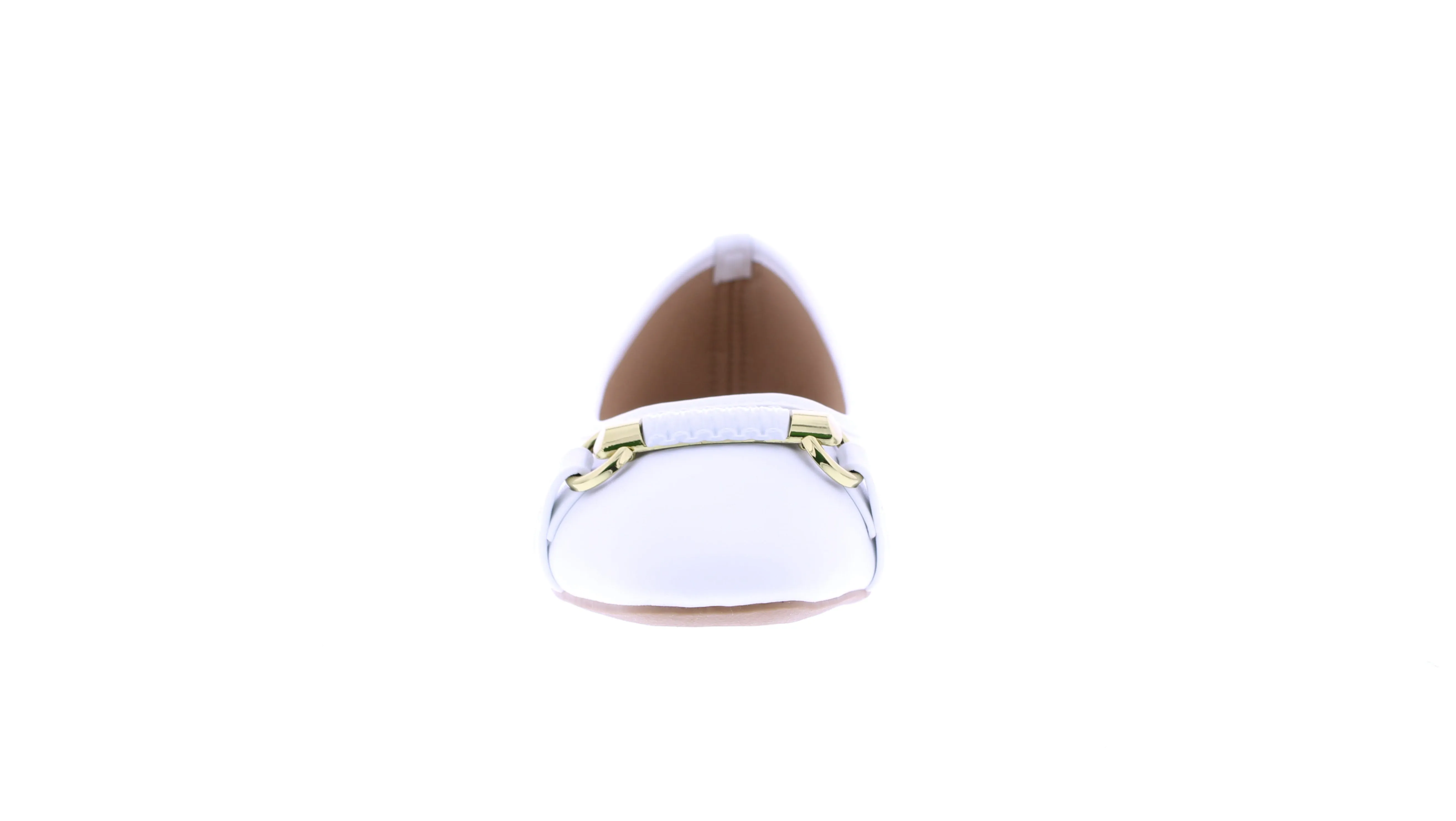 Women Faux Leather Ballerina with Gold Ornament