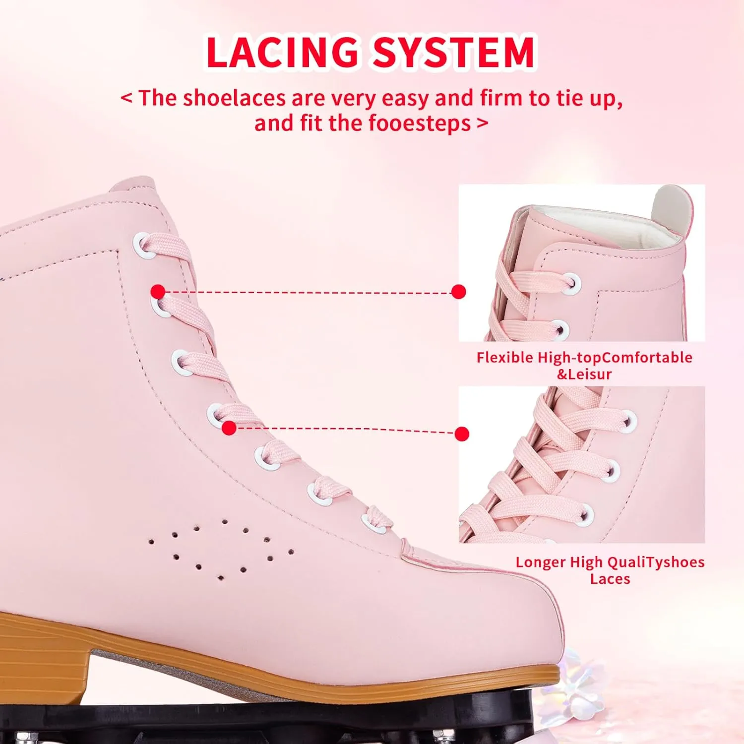 Women's High-Top PU Leather Roller Skates - Four-Wheel Shiny Skates With Carry Bag for Girls