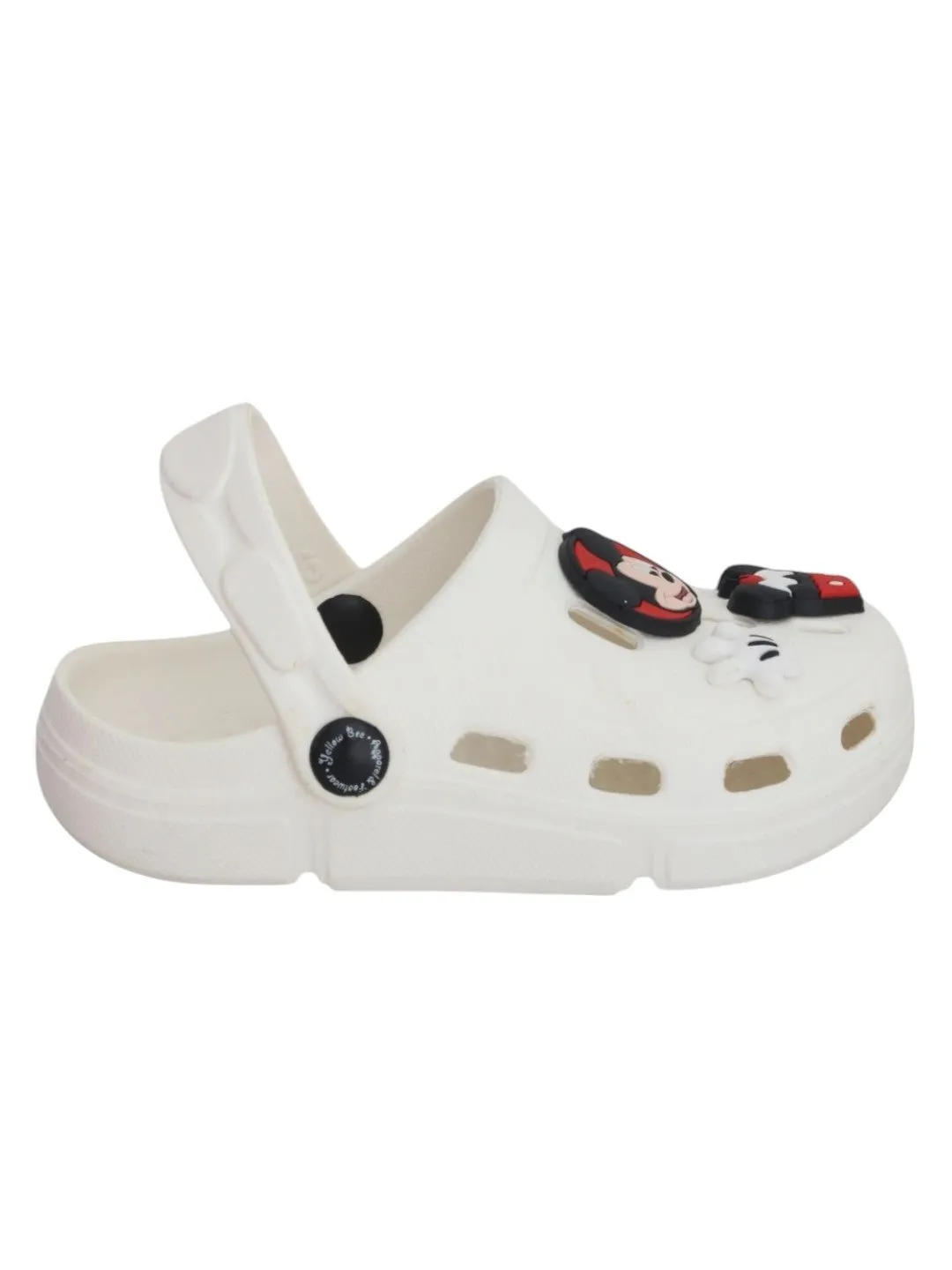 Yellow Bee Boys’ Disney Mickey Mouse Clogs with Gloves & Cupcake Charms – White