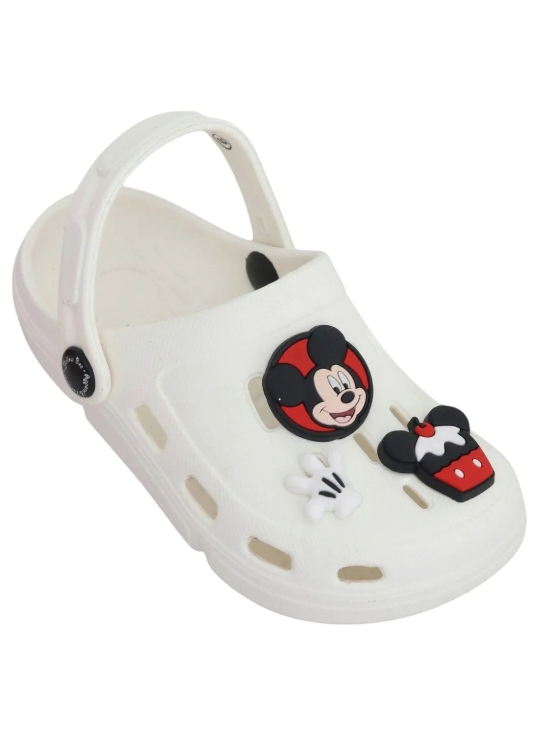 Yellow Bee Boys’ Disney Mickey Mouse Clogs with Gloves & Cupcake Charms – White