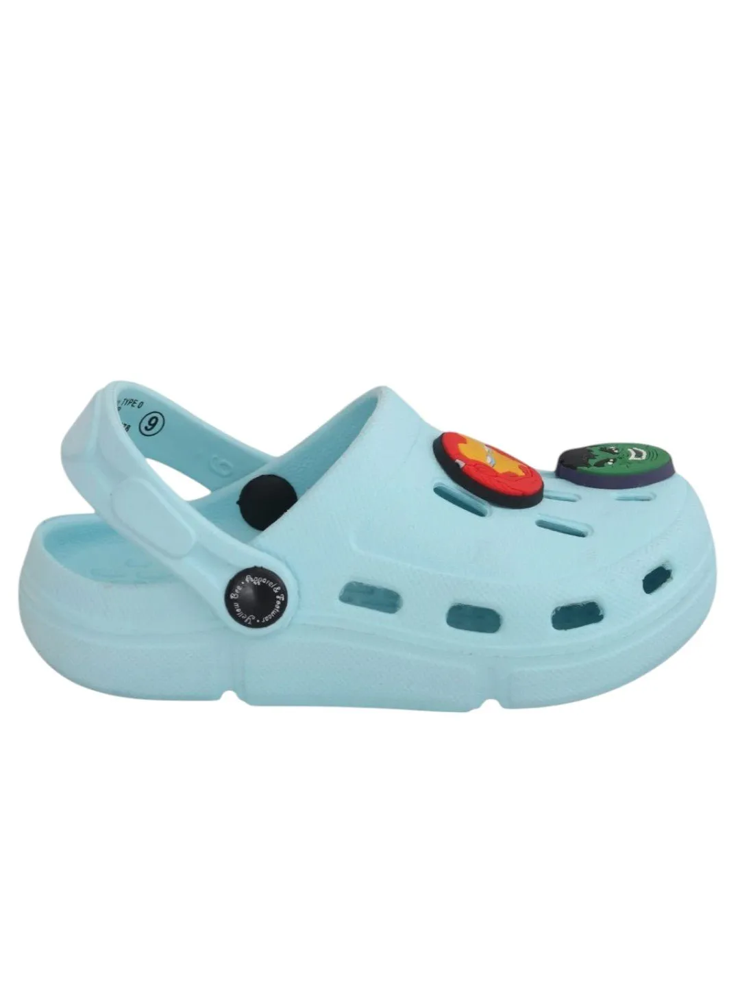 Yellow Bee Boys’ Marvel Avengers Clogs with Iron Man, Hulk & Captain America Charms – Light Blue